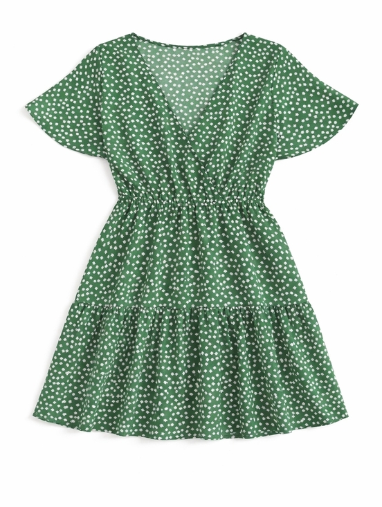 Plus Size Green Ditsy Print Wrap Dress Size 20 - Picture 3 of 5